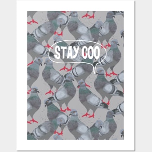 Pigeon saying "Stay Coo" (Stay Cool) Posters and Art